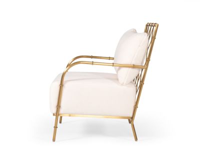 Divani Casa Ignacio - Glam White Velvet & Gold Accent Chair