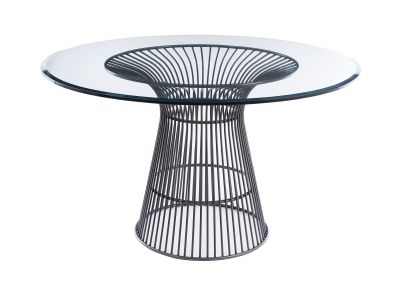 Modrest Chandler - Modern Round Glass & Black Stainless Steel Dining Table