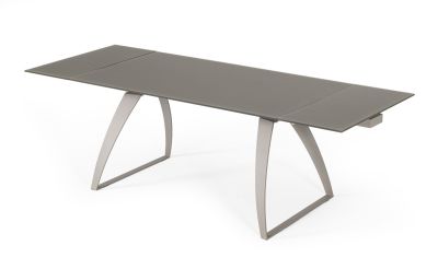 Modrest Pittson - Modern Extendable Grey Glass Dining Table