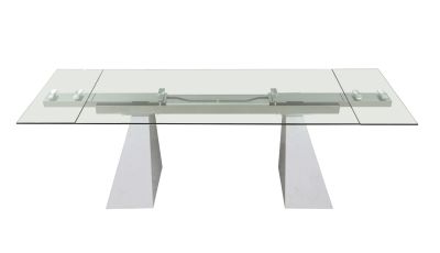 Modrest Latrobe - Modern Extendable Quartz Stone & Glass Dining Table