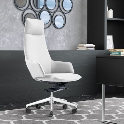 Modrest Gates - Modern White High Back Executive Office Chair