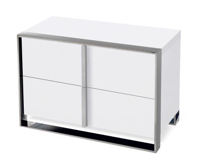 Nova Domus Francois - Modern White & Stainless Steel Nightstand