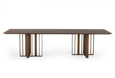 Modrest Livia - Modern Wenge & Gold Stainless Steel Dining Table