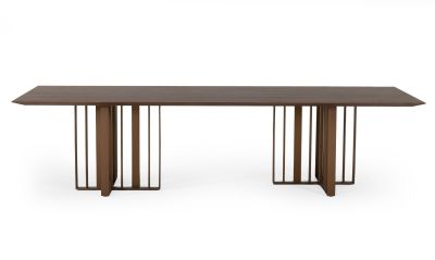 Modrest Livia - Modern Wenge & Gold Stainless Steel Dining Table