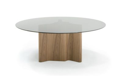 Modrest Kaye - Modern Walnut + Glass 71" Round Dining Table