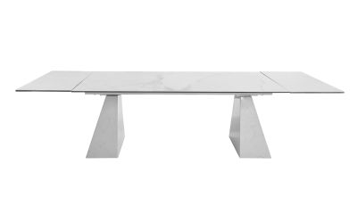 Modrest Latrobe - Modern White Ceramic Quartz 118" Extendable Dining Table