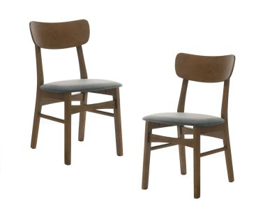 Modrest Castillo - Modern Walnut and Grey Side Dining Chair (Set of 2)