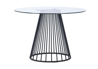 Modrest Holly - Modern Round Clear Glass and Black Dining Table