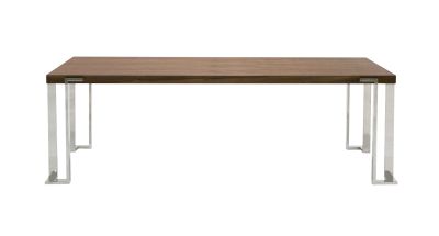 Modrest Heloise - Modern Walnut & Stainless Steel Dining Table