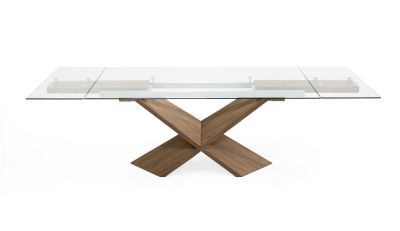 Modrest Scott - Modern Walnut and Glass Extendable 70.5"/106" Dining Table