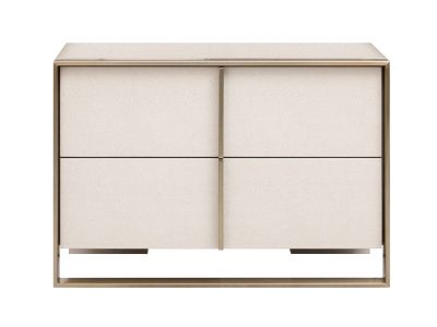 Nova Domus Cartier - Modern Beige Shagreen and Brushed Brass Nightstand