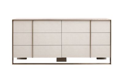 Nova Domus Cartier - Modern Beige Shagreen and Brushed Brass Dresser