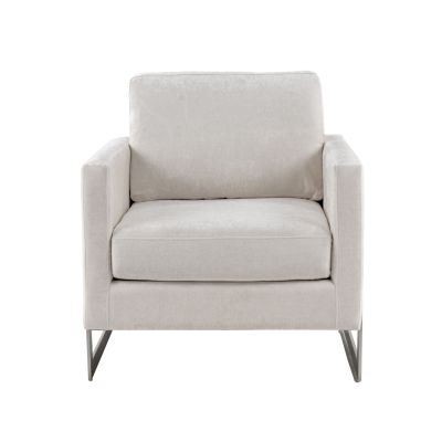 Modrest Prince - Contemporary Off White Fabric and Silver Accent Chair