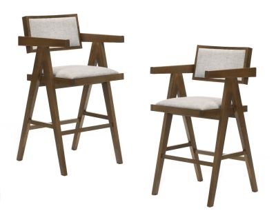 Modrest Fern - Modern Walnut and Beige Counter Stool Set of 2