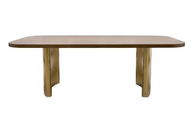 Modrest Marjorie - Modern Walnut + Brushed Gold Rectangular Dining Table