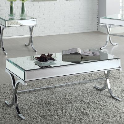 ACME Yuri Coffee Table Mirrored & Chrome Finish