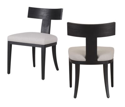 Modrest Fabien - Mid-Century Modern Beige Linen + Black Walnut Dining Chair (Set of 2)