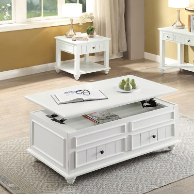 ACME Natesa Coffee Table W/Lift Top White Washed Finish