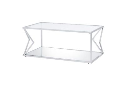 ACME Virtue Coffee Table Clear Glass & Chrome Finish