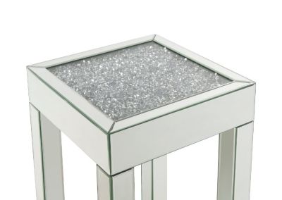 ACME Noralie End Table Mirrored & Faux Diamonds