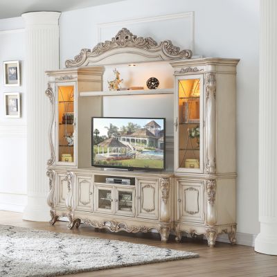 ACME Gorsedd Entertainment Center Golden Ivory Finish