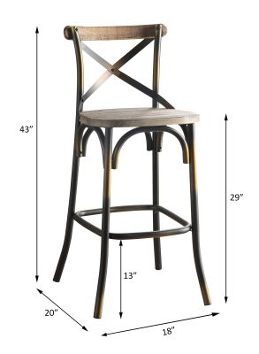 Zaire Bar Stool 96805 Oak By Acme Furniture