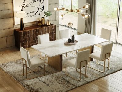 Modrest Auer - White Marble & Gold Dining Table