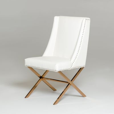 Modrest Alexia - Modern White + Rosegold Dining Chair