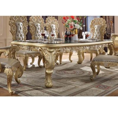 Cabriole Dining Table DN01482 Gold By Acme Furniture