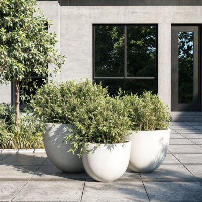 Modrest Goliad - Modern White Concrete Planters - Set of 3