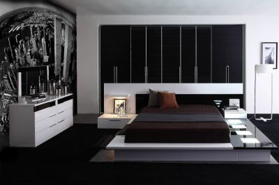 Eastern King Impera Modern-Contemporary lacquer platform bed 