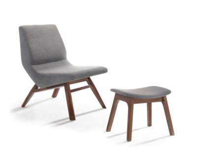 Modrest Whitney Modern Grey & Walnut Accent Chair & Ottoman