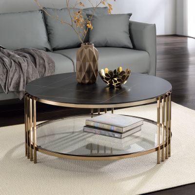 Abisha Coffee & End Table LV02815 Champagne By Acme Furniture