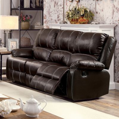 Zuriel Reclining Sofa LV52280 Brown By Acme Furniture