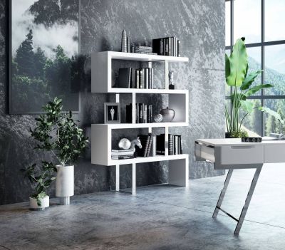 Modrest Maze Modern White High Gloss Bookcase