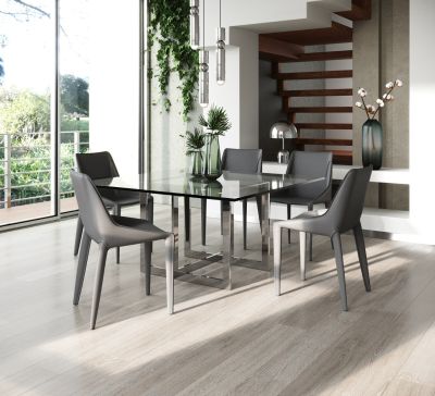 Modrest Keaton - Square Modern Glass + Stainless Steel Dining Table