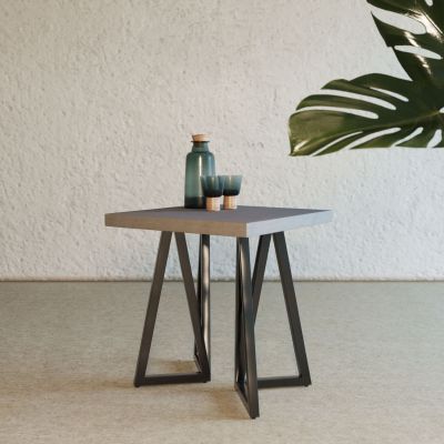 Modrest Richmond Modern Concrete & Black Metal End Table