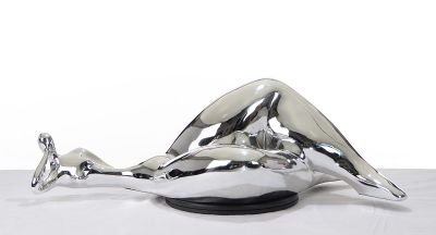 SZ0228 Modern Silver Napping Lady Sculpture