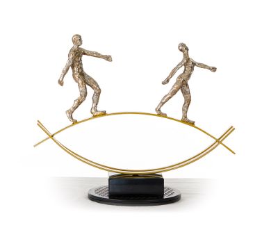 SZ0241 Modern Bronze Acrobats-Tightrope Sculpture