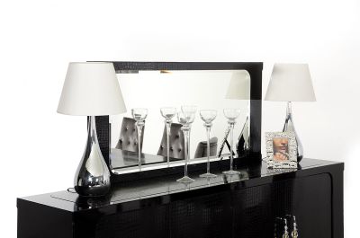 Baccarat Transitional Black Crocodile Lacquer Mirror 