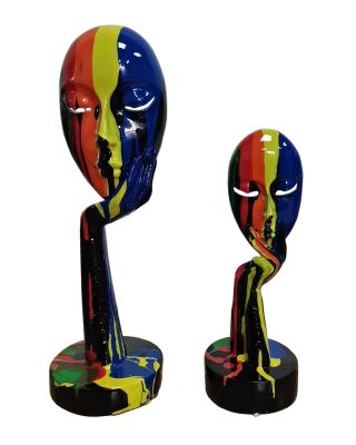 Modrest Rainbow Face Modern Multi-Color Sculpture (Set of 2)