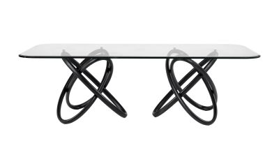 Modrest Mason Modern Glass & Black Ash Dining Table