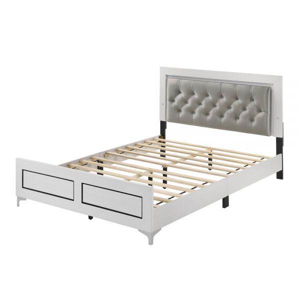 Casilda LED Gray & White Queen Bed | Bed Frames